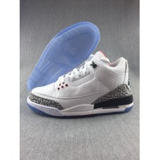 Men Air Jordan 3 Retro Basketball Shoes White Black Light Blue
